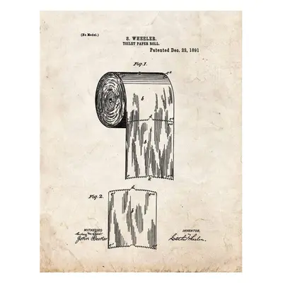 Toilet Paper Roll Patent Print Old Look x M11329