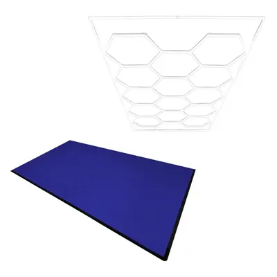 (Hexagon LED Light & Vented Garage Floor Tiles x With Edges - Blue) Vented Garage Floor Tiles & 