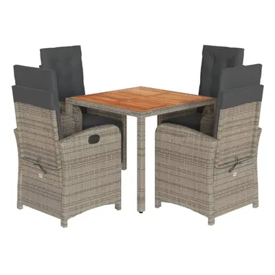 vidaXL Garden Dining Set Piece with Cushions Dining Chair Grey Poly Rattan