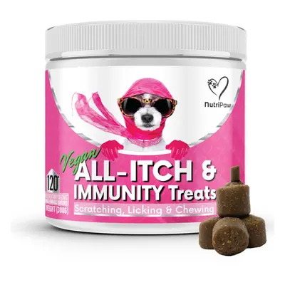 NutriPaw Vegan All-Itch Treats For Dogs - Soothe Itchy Paws, Eyes, Ears, Skin - Stop Itching, Li