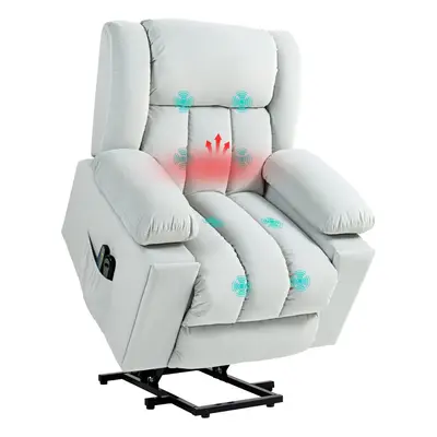 HOMCOM Power Lift Recliner Chair with Vibration Massage, USB, Light Grey