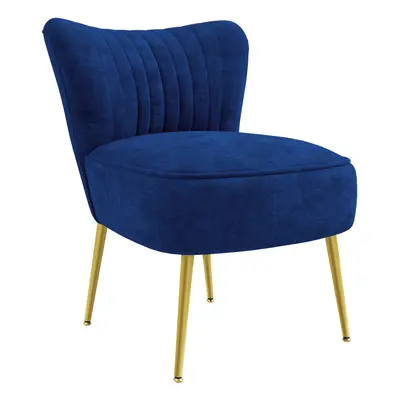 HOMCOM Accent Chair Wingback Armless Chair for Bedroom Dark Blue