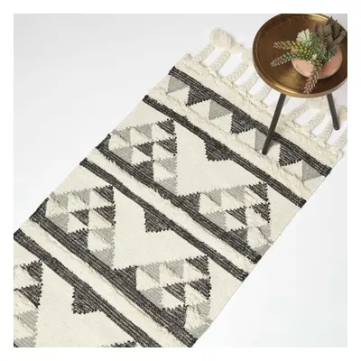 Kota Black & Grey Kilim Wool Rug