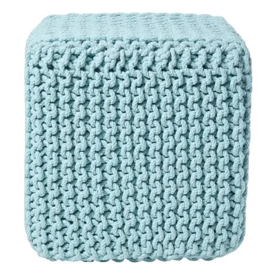 (Duck Egg Blue) Knitted Cotton Cube Footstool x x cm