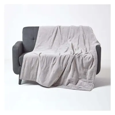 (Light Grey, x cm) Velvet Quilted Throw