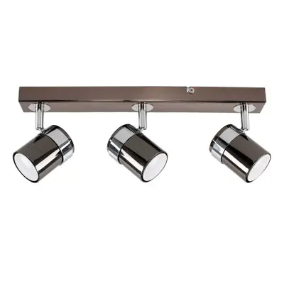 Modern Way Gloss Black and Polished Chrome Straight Bar Ceiling Spotlight - with x 5W Cool White