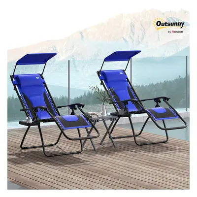 Outsunny Pcs Zero Gravity Lounger Chair, Folding Reclining Chair, Blue