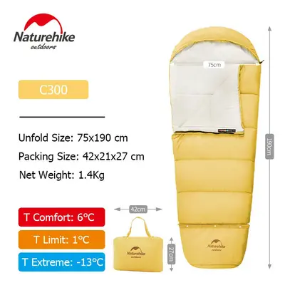 (Yellow - C300) Naturehike Children Sleeping Bag Cotton Kids Sleeping Bag Ultralight Portable Sl