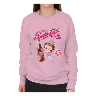 (M, Light Pink) Betty Boop Drink Boopsi Cola Women's Sweatshirt