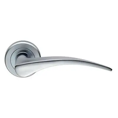 PAIR Arched Tapered Handle on Round Rose Concealed Fix Satin Chrome