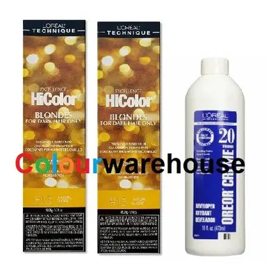 (H13 (2x), Dev (Vol. 20) 16oz) L'Oreal HiColor H13 Natural Blonde, Blondes For Dark Hair Only