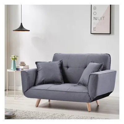 Sleeper Small Sofa Bed Compact Loveseat Couch Wood Legs Light Grey