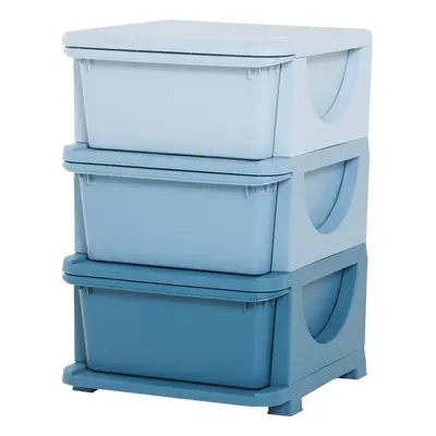 HOMCOM Kids Storage Units with Drawers Tier Chest Vertical Dresser Tower Blue