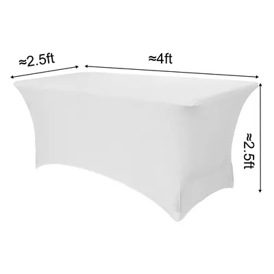 (4ft White, 5pcs) Time to Sparkle Stretch Spandex Table Cover Folding Tables Universal StandardR