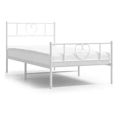 vidaXL Metal Bed Frame Bed Base with Headboard and Footboard White 100x200 cm