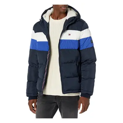 Tommy Hilfiger Mens Hooded Puffer Jacket Blue combo Poly Tech Small