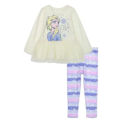 Disney Frozen Queen Elsa Big Girls Long Sleeve Graphic T-Shirt & Leggi