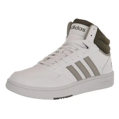 adidas Men's Hoops 3.0 Mid Basketball Shoe White/Silver Pebble/Olive