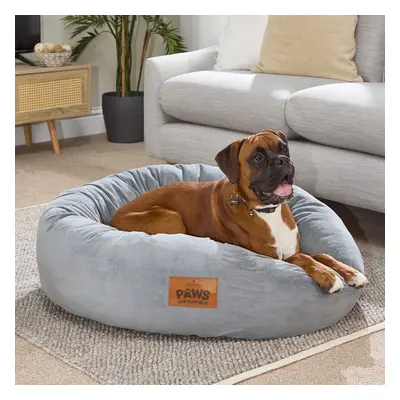 (Grey, Extra Large) Paws for Slumber Donut Pet Bed