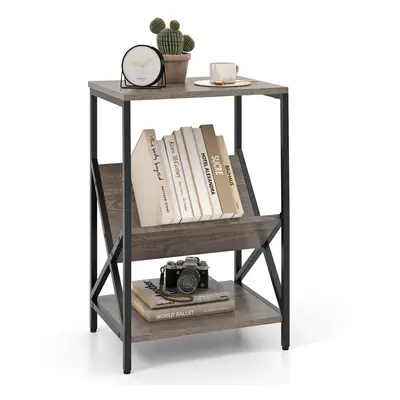 Record Holder Shelf 3-Tier Record Player Stand-Grey