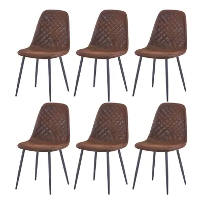 (Brown, 6) 2/4 x Dining Chairs Velvet Chair metal Legs office