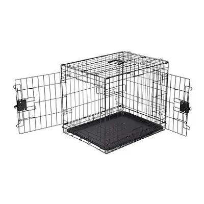 Amazon Basics Small Metal Dog Crate/Cage with Tray, Durable and Foldable Dog Cage with Double Do