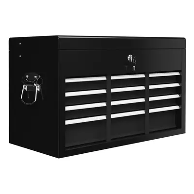 HOMCOM Lockable Metal Tool Chest w/ Drawer, Ball Bearing Runners, Black