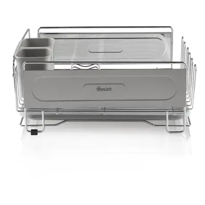 Swan SWKA5050N Dish Rack, Rust Resistant Dish Drainer with Anti Slip Feet and Drip Tray, Chrome