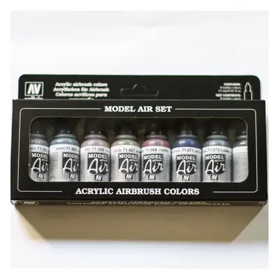 Acrylicos Vallejo Metallic Colors Model Air Paint Set 1/2 Fl. Oz. Bottles Colors