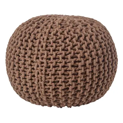 (Chocolate) Knitted Cotton Pouffe Footstool Round x cm