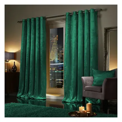 (90" x 90"-(228cm x 228cm) ) Velvet Curtains Eyelet Ring Top Ready Made Green