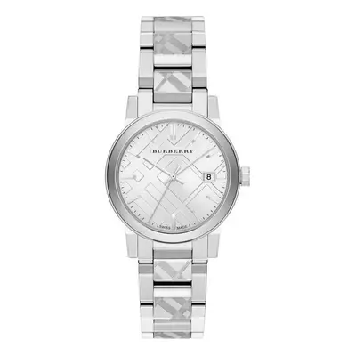 Burberry BU9144 Silver Check Stamped Dial Ladies Watch