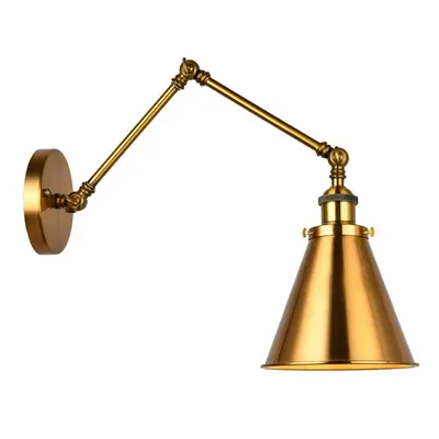 Industrial Wall Sconce Light Brass Cone Shade Wall Light with Adjustable Arm for Indoor Home Bar