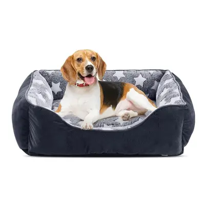 Medium Dog Bed Washable(64x53cm), Super Soft Cosy Dog Beds Grey Pet Bed, Premium Grey Rectangle 