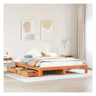 vidaXL Bed Frame without Mattress Bed Wax Brown 200x200 cm Solid Wood Pine