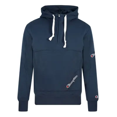 Champion Half Zip Asymmetric Pocket Logo Navy Blue Hoodie