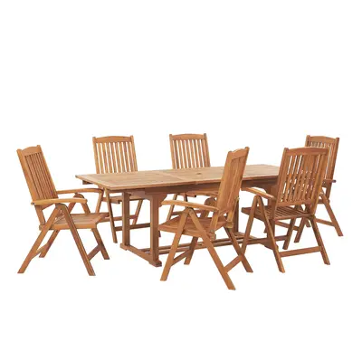 Garden Dining Set JAVA Acacia Wood 160/220x90x74 cm Light Wood