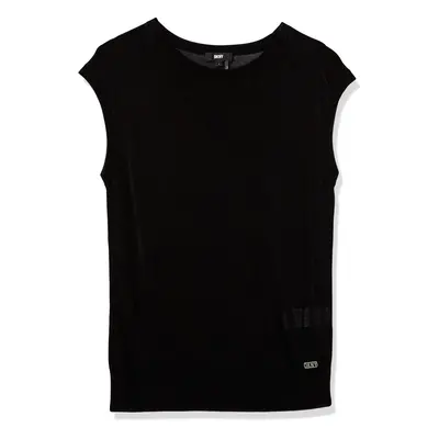 DKNY Women's Sleeveless Lightweight Crew Neck Sweaters Black