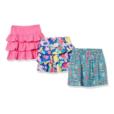 Toddler Girls' Knit Ruffle Scooter Skirts (Previously Spotted Zebra), Pack of 3, Deep Blue Fruit