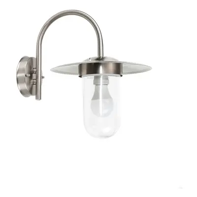 Modern IP44 Rated Silver Stainless Steel Metal & Glass Fisherman's Lantern Outdoor Wall Light - 