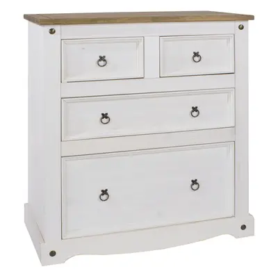 White Pine Chest of Drawers Two Tone Solid Mexican Wood 2+2 Drawers