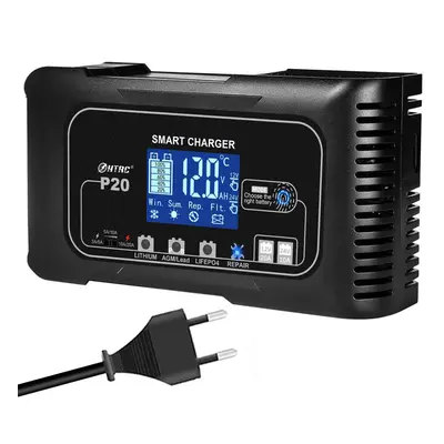 (EU Plug) 20A P20 12V-24V Smart Battery Charger For Car Motorcycle Battery Repair Charging For A