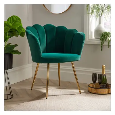 Green Scallop Shell Chair Wing Back Armchair Occasional Gold Legs