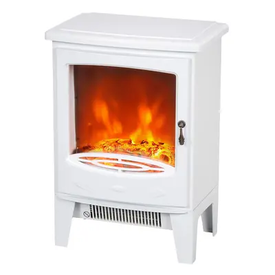 HOMCOM Electric Fireplace Freestanding w/Realistic Flame Effect, White