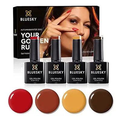 Gel Nail Polish Set, AW22, Autumn Collection Gift Set, x 10ml, Yellow, Red, Brown, Mustard (Requ