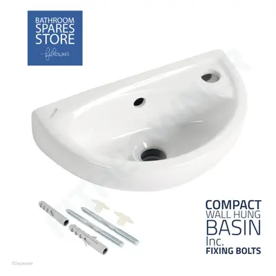 Compact Bathroom Cloakroom Basin Sink Wall Hung with Fixings