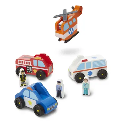 Melissa & Doug Emergency Vehicle Wooden Play Set With Vehicles Play Figures