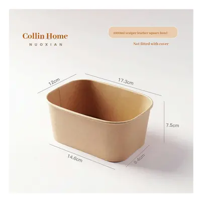 (1000ml of original box (a single shot)) Cowhide Paper Bowls Of One -Time Lunch Box, Rectangular