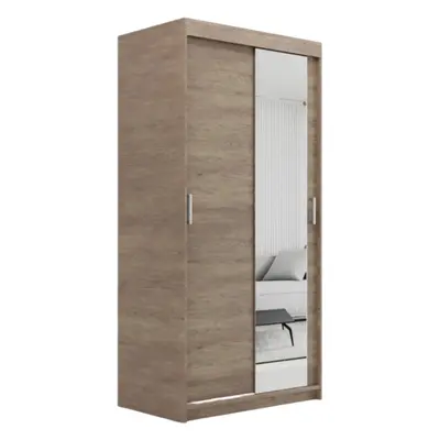 (100cm /+2 drawers, Sonoma Oak) ELUKS Modern Sliding Door Wardrobe OVI