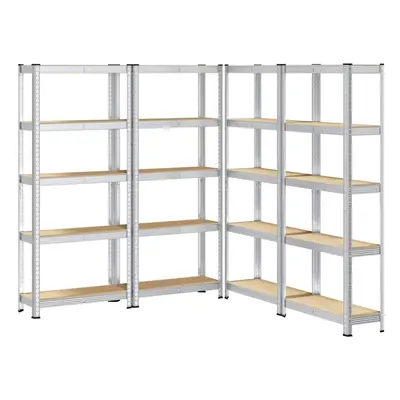 vidaXL 5-Layer Storage Shelves pcs Silver Steel&Engineered Wood